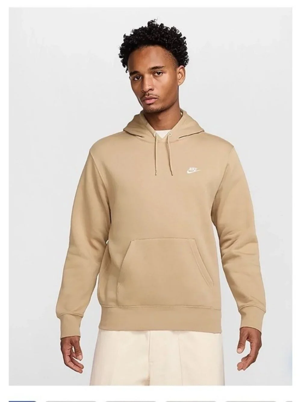 Nike Men's Club Pullover Fleece Hoodie Large Beige